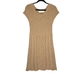 Zara Knit M Tan Cable Knit Sweater Dress